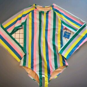 Rockets of Awesome Multicolor Print Rash Guard One-Piece - Size: 14 Big Kids NWT